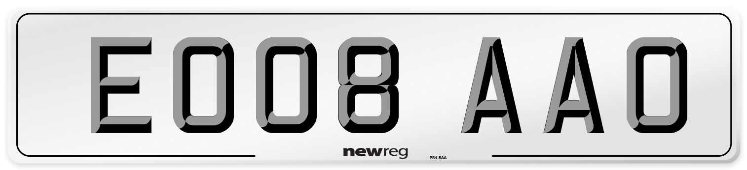 EO08 AAO Number Plate from New Reg